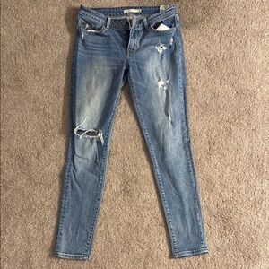 Levi's Blue Skinny Distressed Jeans with Ripped Knees